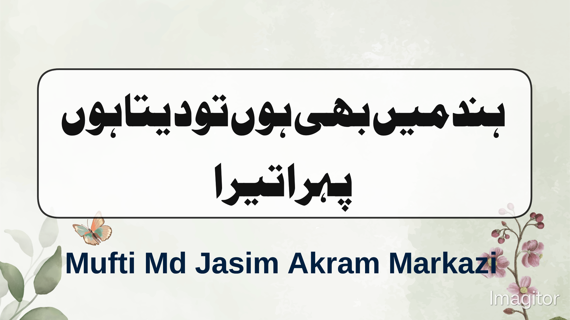 ہند میں بھی ہوں تو دیتا رہوں پہرا تیرا